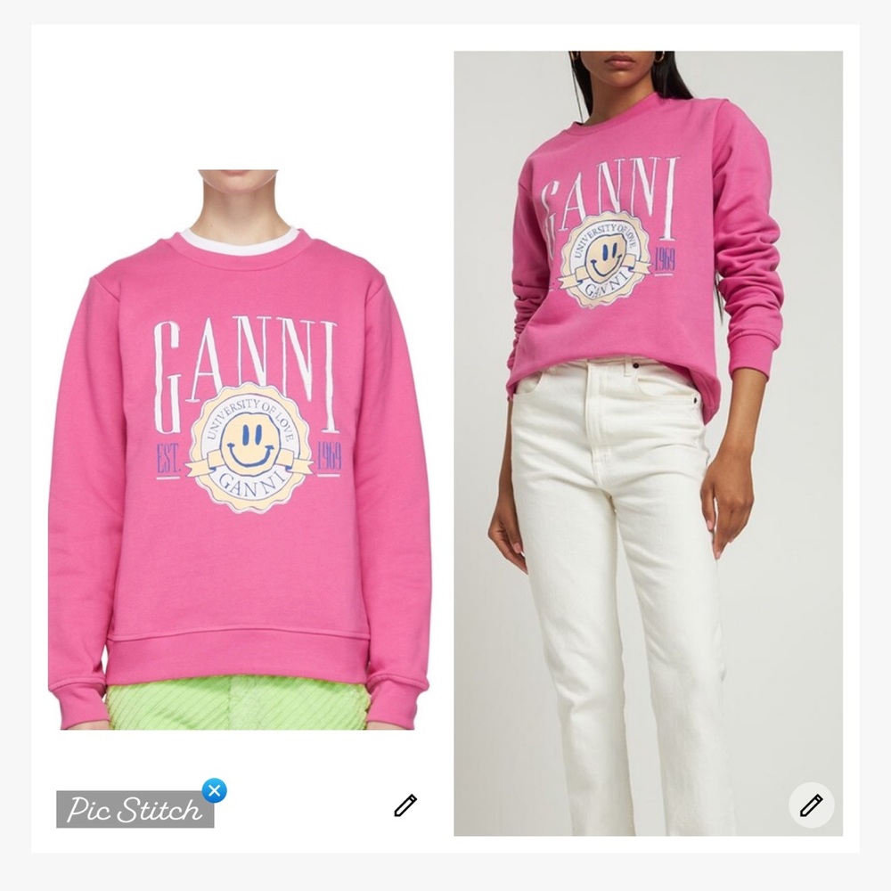 Ganni University of Love Sweatshirt Pink